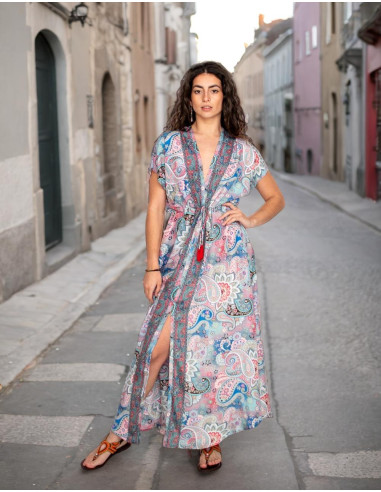 Robe longue imprimée aux tons doux –...