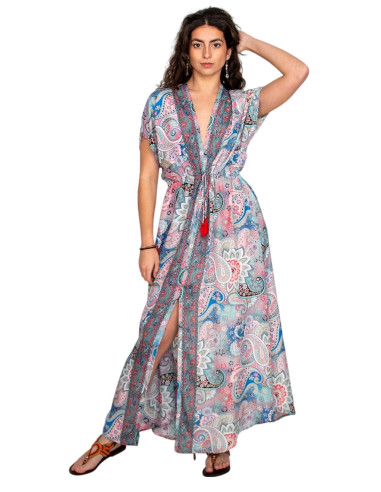 Long printed dress in soft tones – Indian...