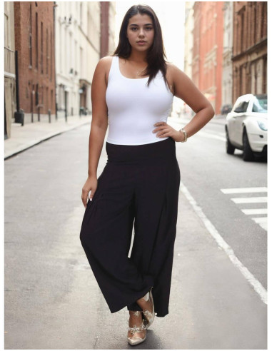 Pantalón recto tallas grandes en rayón – Moda...