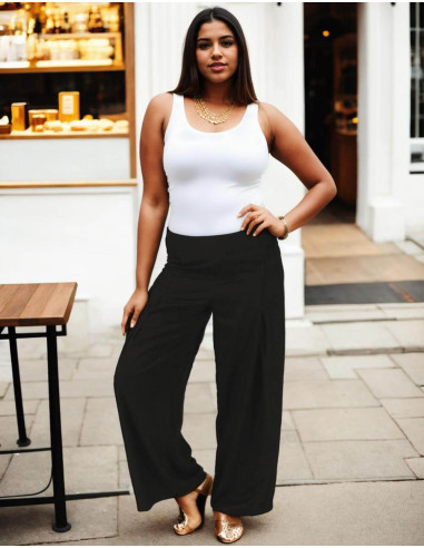 Calças retas plus size em rayon – Borgonha ou...