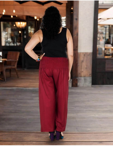Pantalon droit grande taille en rayonne – Bordeaux ou Noir