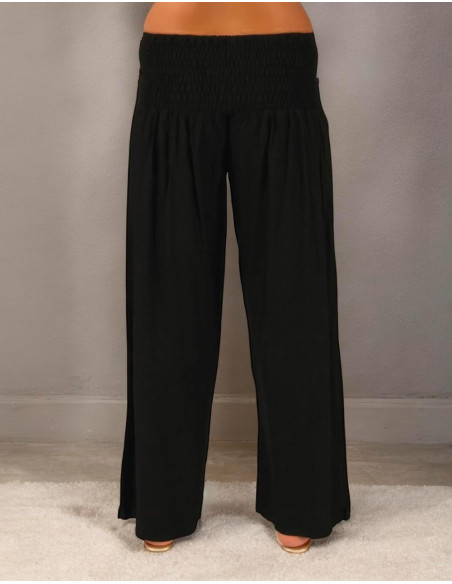 Calças retas plus size em rayon – Borgonha ou Preto