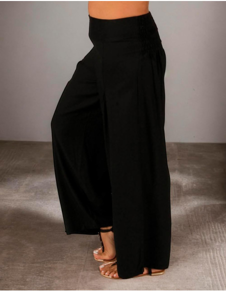 Calças retas plus size em rayon – Borgonha ou Preto