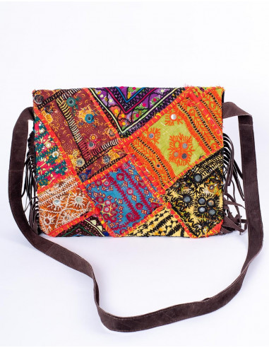 Handgefertigte Boho-Clutch mit Spiegeln und...