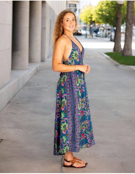 Kimago Boho Seiden-Maxikleid – Ethno-Eleganz mit indischer Authentizität