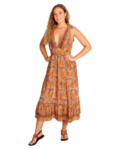 Vestido de seda estilo boho... 2