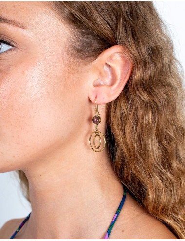 Gold earrings with circles...
