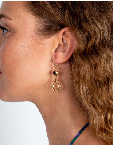 Boucles d'oreilles en or avec cercles et...