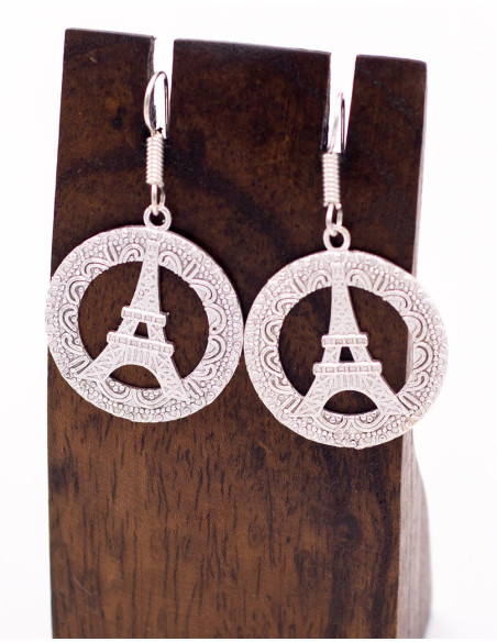 Boucles d'oreilles circulaires Tour Eiffel