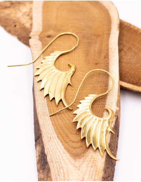 Golden wing-shaped earrings