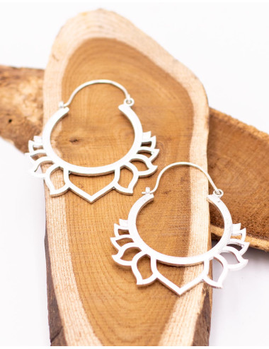 Silberne Lotusblumenohrringe 2