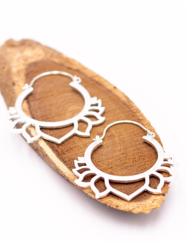 Silver lotus flower earrings