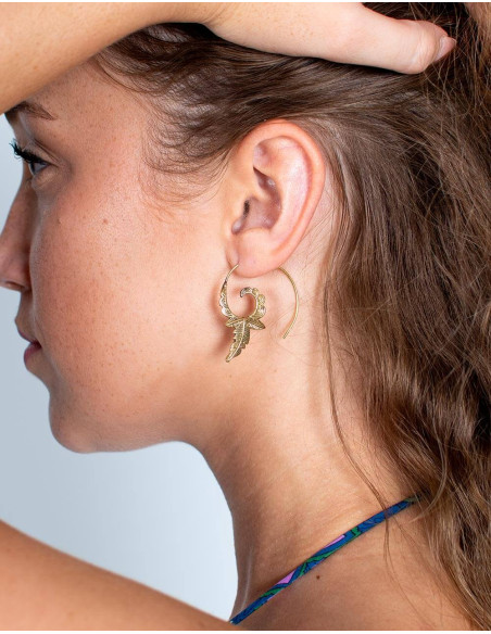 Orecchini a forma di foglia in ottone placcato oro