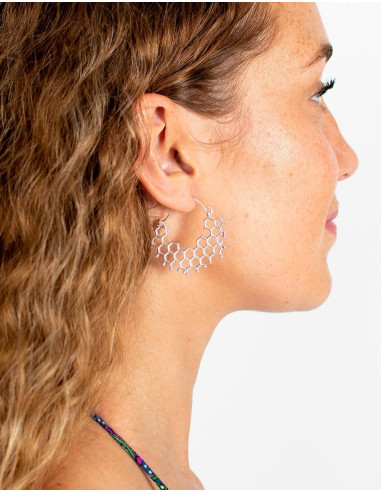 Handmade silver honeycomb style earrings