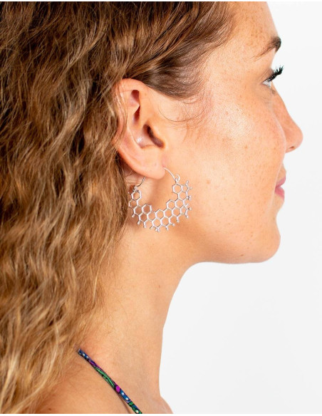 Boucles d'oreilles en argent faites à la main, style nid d'abeille