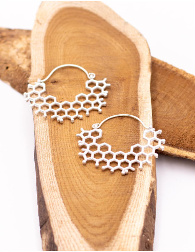 Boucles d'oreilles en argent faites à la main,...