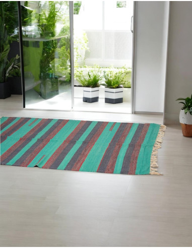 Tapis ethnique fait main en Inde – Fabriqué...