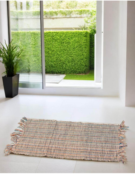 Tapete étnico boho feito à mão da Índia – Tecido à mão (50x80 cm)