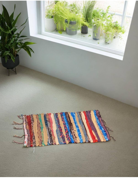 Tappeto etnico indiano fatto a mano in stile boho - Colori casuali