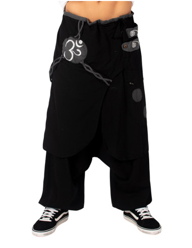 Schwarze afghanische Hose mit grauem Rock –...