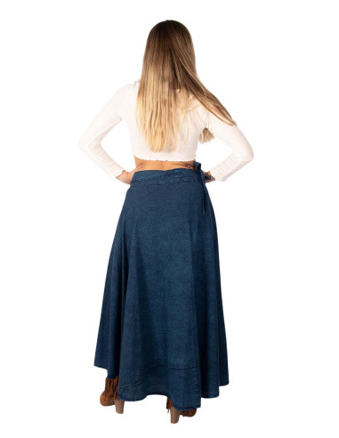 Gonna avvolgente in cotone blu – Moda etnica...