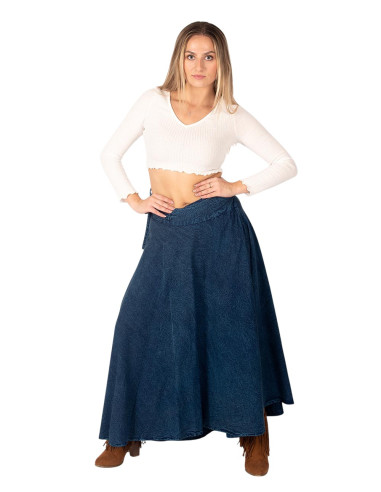 Saia envolvente de algodão azul – Moda étnica...