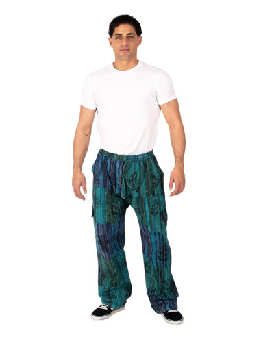 Pantalon hippie patchwork vert ou bleu clair –...