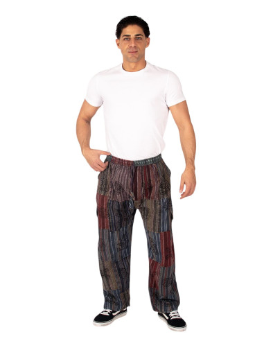 Dunkle Patchwork-Hippiehose – Handgefertigt in...