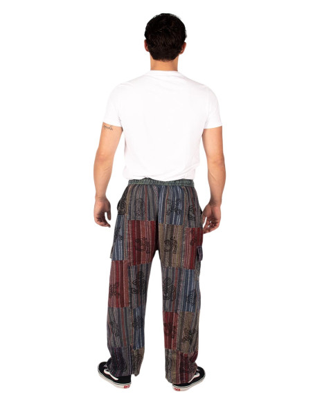 Dunkle Patchwork-Hippiehose – Handgefertigt in Indien