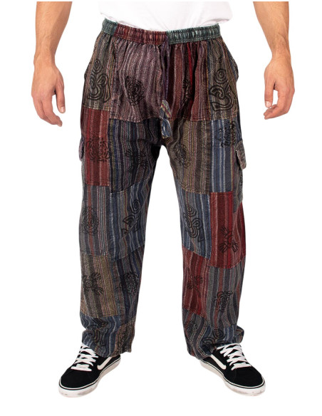 Calças hippie escuras com patchwork – Feitas à mão na Índia