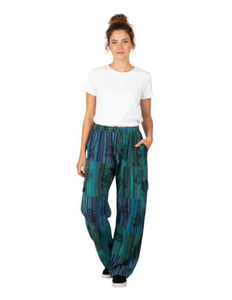 Handmade patchwork hippie trousers – Green or blue, handmade in India