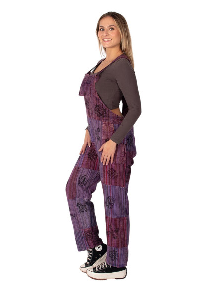 Tuta unisex in cotone patchwork fatta a mano – Toni viola