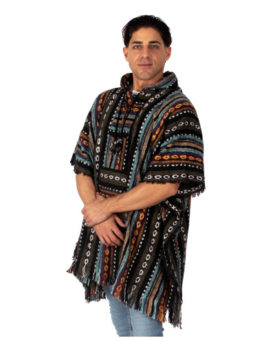 Handgefertigter, quadratischer Unisex-Poncho...