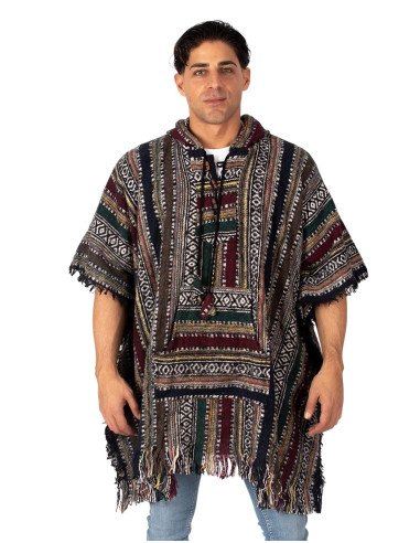 Handgefertigter, quadratischer Unisex-Poncho...