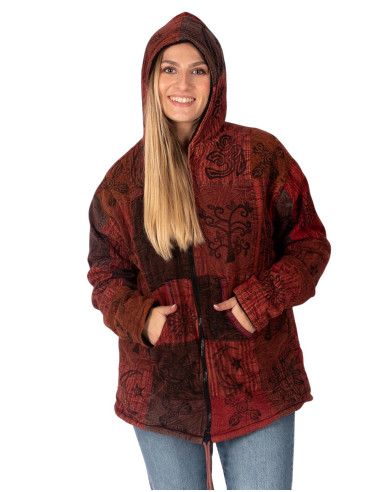 Giacca etnica patchwork unisex con fodera in...