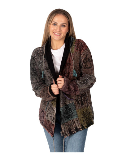 Unisex-Patchworkjacke im Ethno-Stil mit...