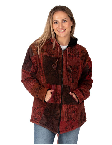 Veste ethnique patchwork unisexe avec doublure...