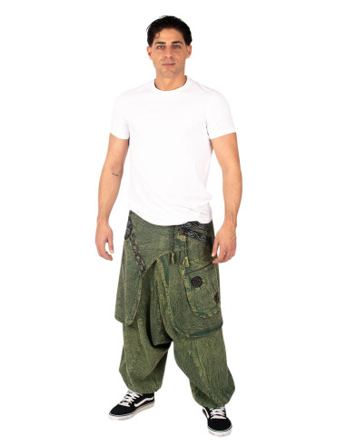 Afghanische Baumwollhose im Boho-Stil mit Saum...