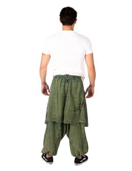 Afghanische Baumwollhose im Boho-Stil mit Saum und Om-Symbol