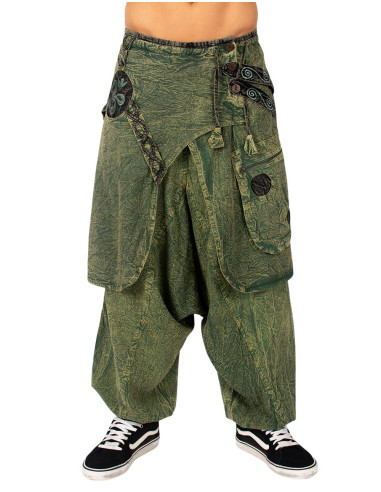 Afghanische Baumwollhose im Boho-Stil mit Saum...