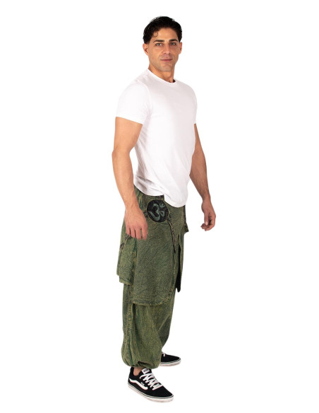 Boho style cotton Afghan pants with hem and Om symbol