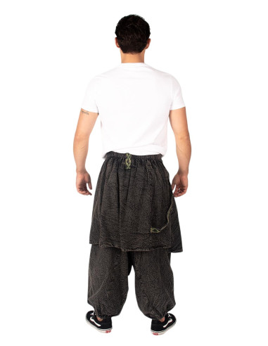 Pantaloni afghani in cotone grigio con dettagli...