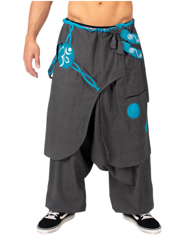 Graue afghanische Baumwollhose mit...