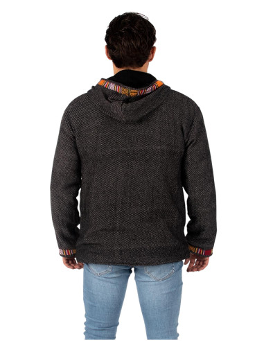 Grey jacket with red trim and fleece lining