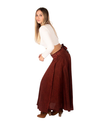 Jupe portefeuille longue de style bohème brun...