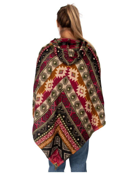 Poncho unisexe bohème à capuche et franges | Artisanat ethnique