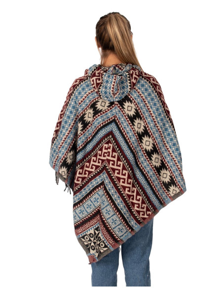 Unisex-Poncho im Boho-Stil mit Kapuze und Fransen | Ethno-Handwerkskunst