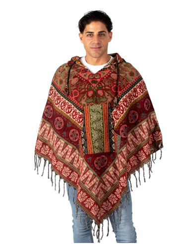 Poncho unissex estilo boêmio com capuz e bolsos...
