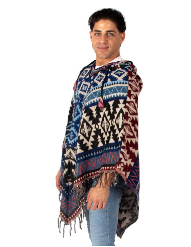 Poncho bohème unisexe à capuche et poches |...