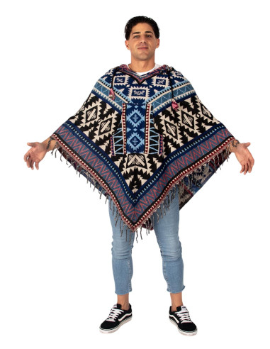 Poncho bohème unisexe à capuche et poches |...